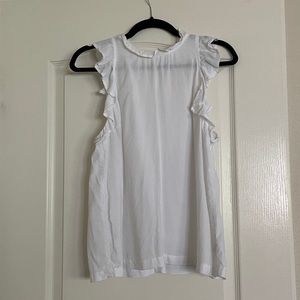 Anthropologie white tank top with button key hole closure in the back